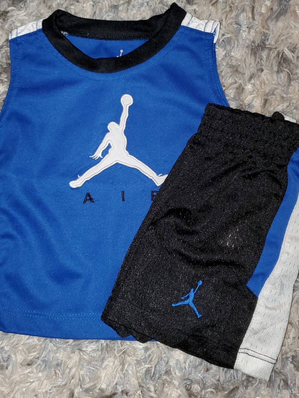 12 Month Jordan Blue and Black Kids Tank & Shorts Set